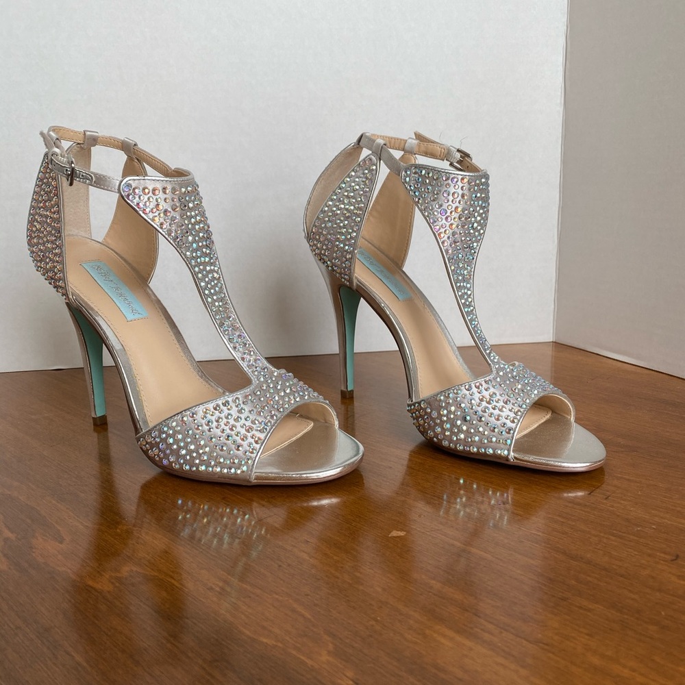 SALE! Betsey Johnson “I do” Crystal Heels